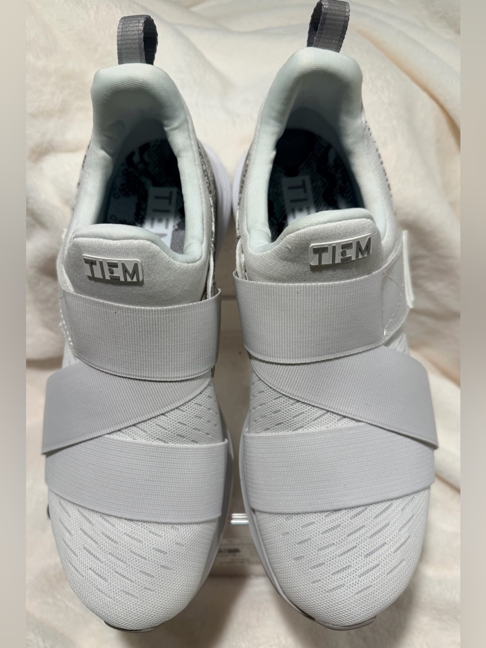 Women’s TIEM Latus Studio Fitness Cross-Training Shoes White Snakeskin Size 7.5